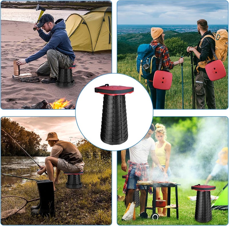 ZTMT Upgraded Square Folding Stool, Max Load Capacity 485lbs, Portable Collapsible Seat, Telescoping Foldable Stool for Camping,Fishing,Hiking,Travel, Red - Image 4